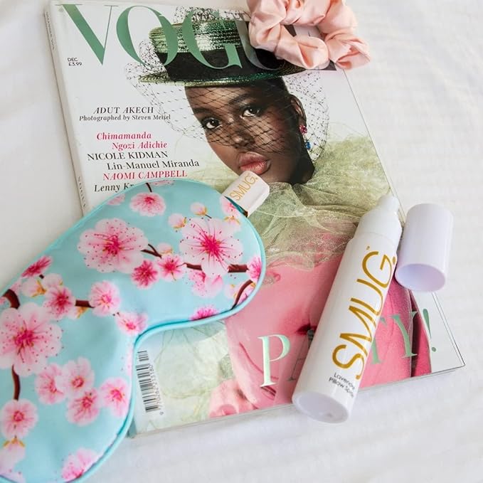 SMUG Satin Sleep Mask & Eye Mask - Deep Dream Sleep Masks for Women & Men - Soft Sleeping Eye Mask to Nourish Skin, & Reduce Dark Circles - Eye Sleep Mask to Block Out Light - Cherry Blossom 3-Pack-Velvo Beauty