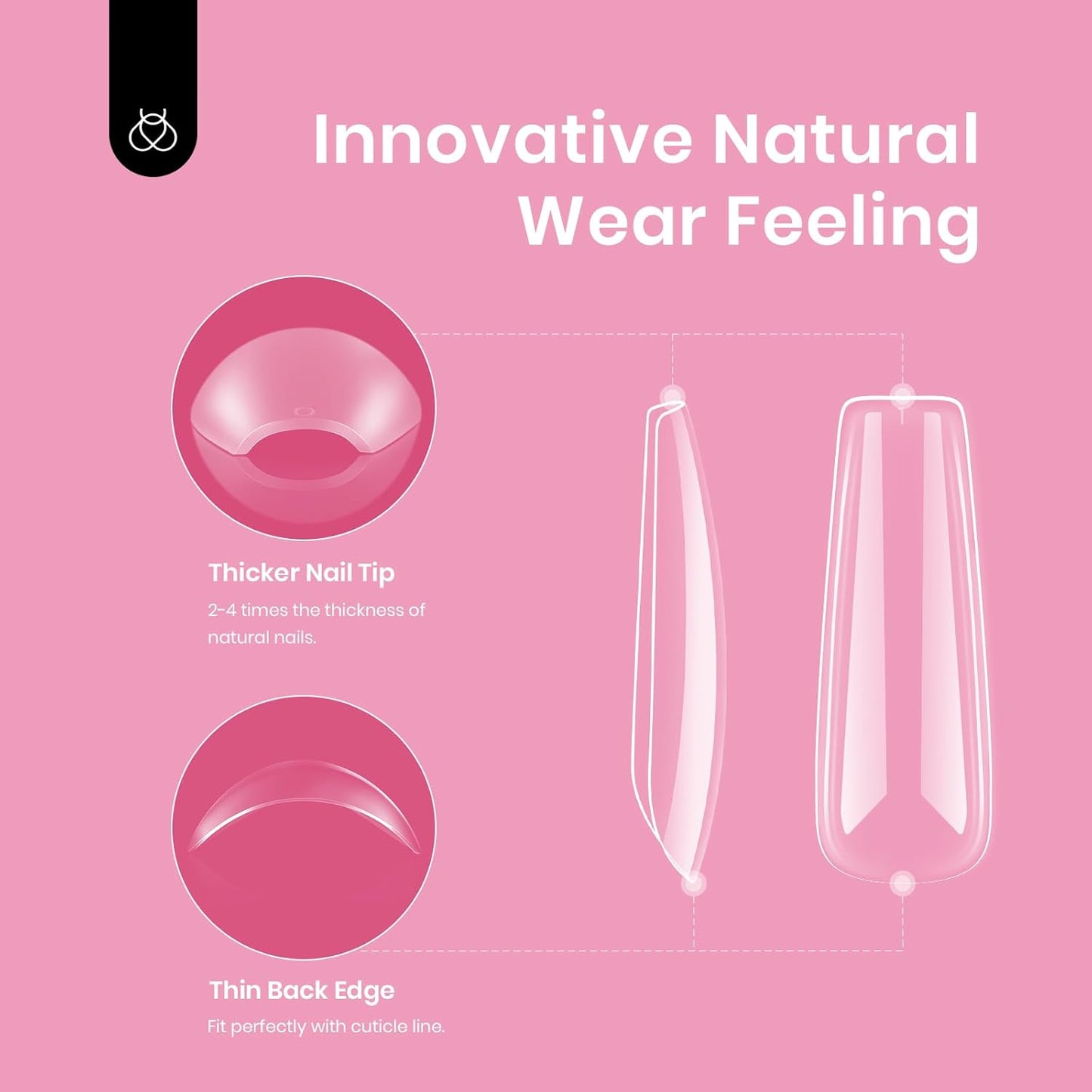 Beetles Gel Nail Tips Long Square Nail Tips, 12 Sizes 288 PCS Pre-Shaped Clear Full Cover False Nails Tips Clear Acrylic Nails Glue on Nails for Girls Women Nail Art Design,Nail Glue Needed-Velvo Beauty