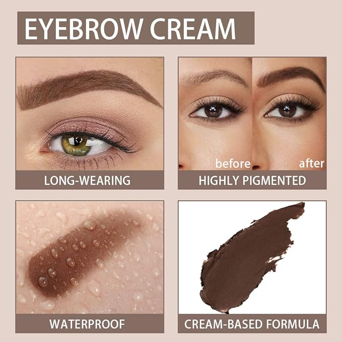 evpct Chocolate Eyebrow Powder Pomade Gel Shaper Makeup Kit with Dual-ended Brush, Eyebrow Stencils Kit for Women Shaping, Eye Brow Pomade Stencil Shaper Tinting kits for Women Long Lasting Waterproof-Velvo Beauty