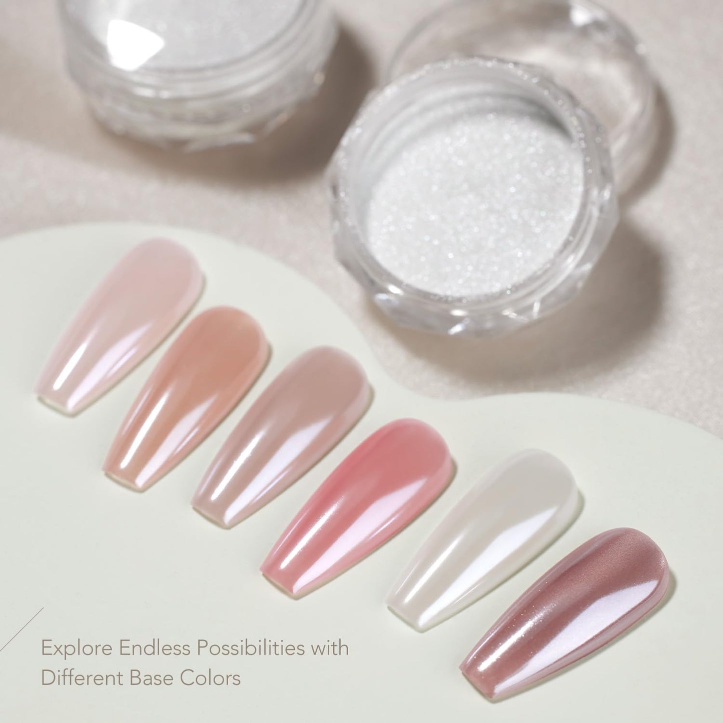 GAOY White Pearl Chrome Nail Powder, Mirror Effect Shimmer Glitter Pigment Mermaid Aurora Nail Art Decorations, Lustrous White-Velvo Beauty