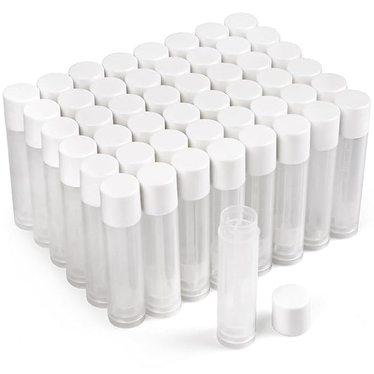 LotFancy Lip Balm tubes Empty, 60PCS 5.5ml (3/16 Oz), Clear Lip Balm Container Tubes with White Caps, BPA Free & Leak Free, Refillable-Velvo Beauty