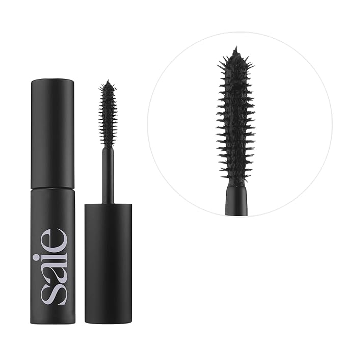 Saie Mini Mascara 101 - Lash Lengthening Mascara for Thick, Bold, Lifted Lashes - Buildable Eye Makeup Formulated to Strengthen and Condition with Rich Nutrients - Black (0.17 oz)-Velvo Beauty