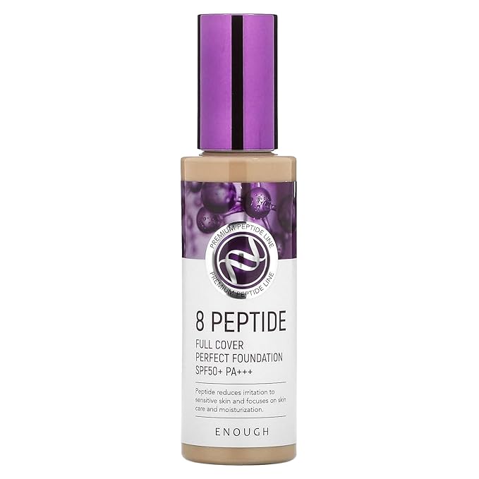 Enough 8 Peptide, Full Cover Perfect Foundation, SPF 50+ PA+++, 23, 3.53 oz (100 g)-Velvo Beauty