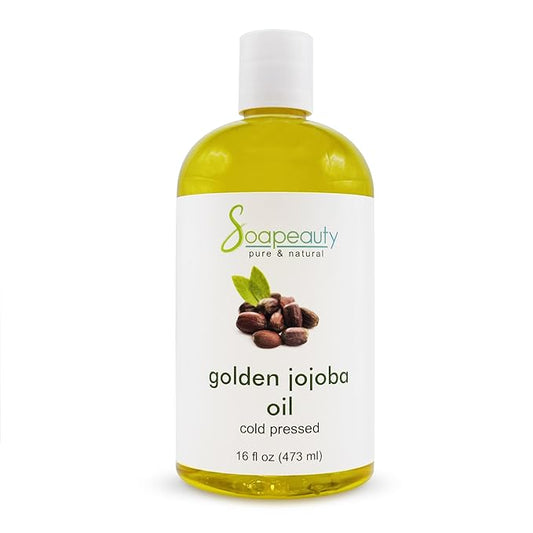 Soapeauty Golden Jojoba Oil | 100% Pure & Natural | Unrefined, Cold Pressed, Hexane Free | Moisturizing Oil for Skin, Face, Hair & Nails | 16 fl oz-Velvo Beauty