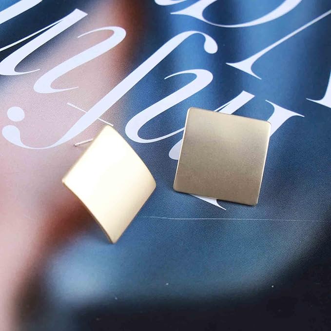 Vintage Square Stud Earrings Square Shape Earrings Geometric Gold Earrings Minimalist Earrings Jewelry for Women and Girls-Velvo Beauty