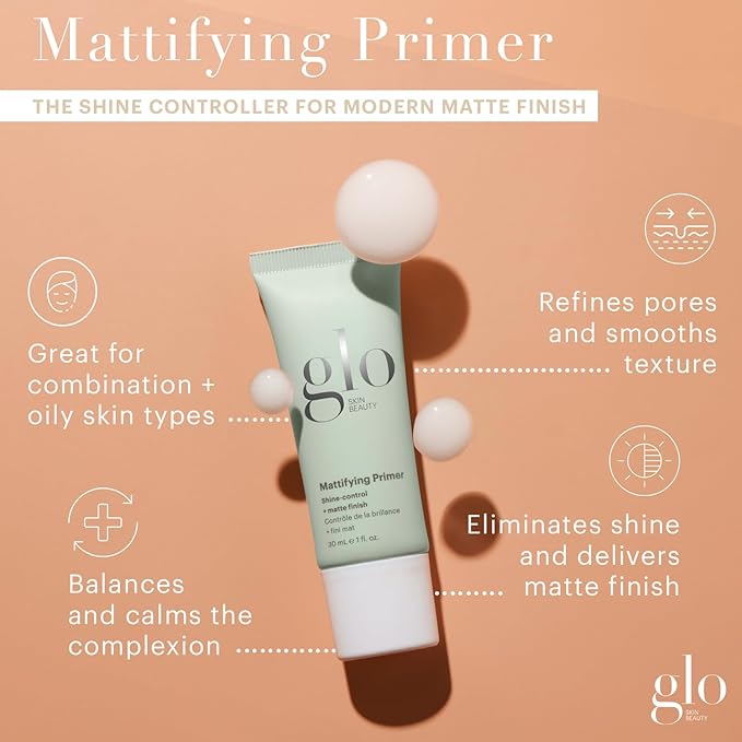 Glo Skin Beauty Mattifying Primer with Niacinamide – Eliminate Shine and Refine Pores for Smoother Makeup Application, for Combination & Oily Skin, Matte Finish-Velvo Beauty
