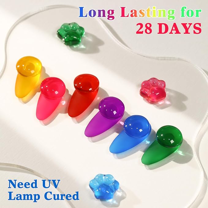 Double Rhythm 6 Pcs 15 ML Gel Polish Set Same Color Same Bottle Soak Off Gel Polish Kit Nail Art Manicure Salon DIY at Home for Women (Jelly Yellow Pink Red Purple Blue-T6-25)-Velvo Beauty