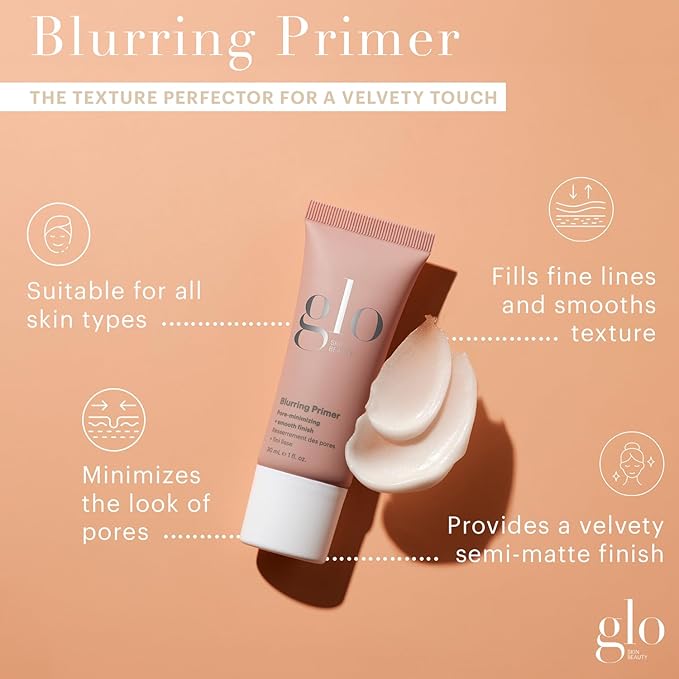 Glo Skin Beauty Blurring Primer with Ceramides – Minimize Pores & Fine Lines for Smoother Makeup Application, for All Skin Types, Semi-Matte Finish-Velvo Beauty