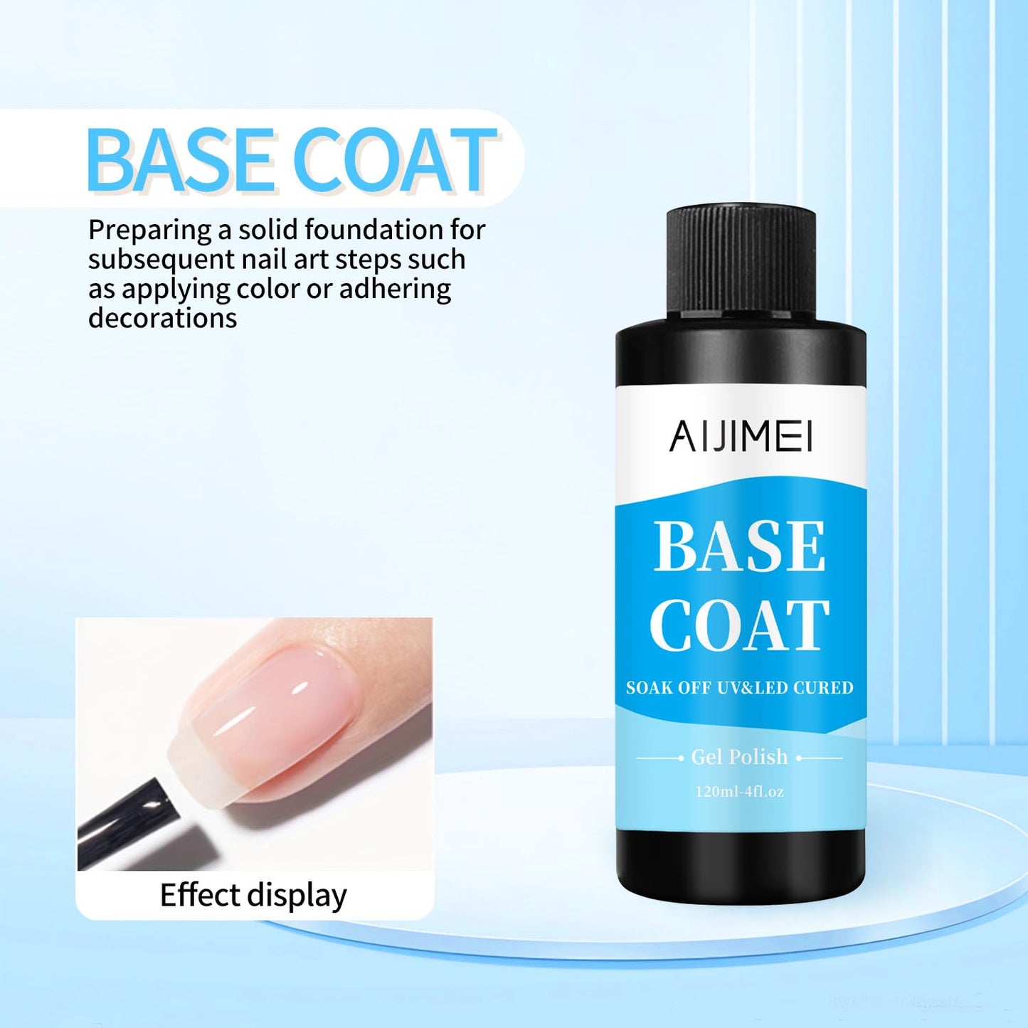 AIJIMEI 120ml Base Coat Quick Dry Basecoat for Nails 4oz For Base Coat Gel Nail Polish for Nail Art Salon Home DIY LongLasting-Velvo Beauty