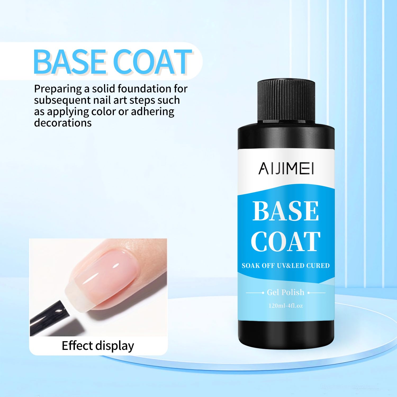 AIJIMEI 120ml Base Coat Quick Dry Basecoat for Nails 4oz For Base Coat Gel Nail Polish for Nail Art Salon Home DIY LongLasting-Velvo Beauty