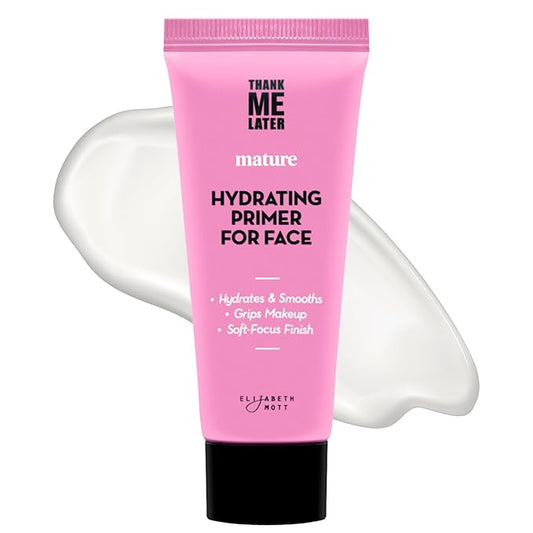 Elizabeth Mott Thank Me Later Hydrating Primer for Mature Skin – Lightweight, Gripping Face Primer for Dry, Sensitive, or Aging Skin – Smooths Texture & Hydrates with Hyaluronic Acid & Peptides, 30g-Velvo Beauty