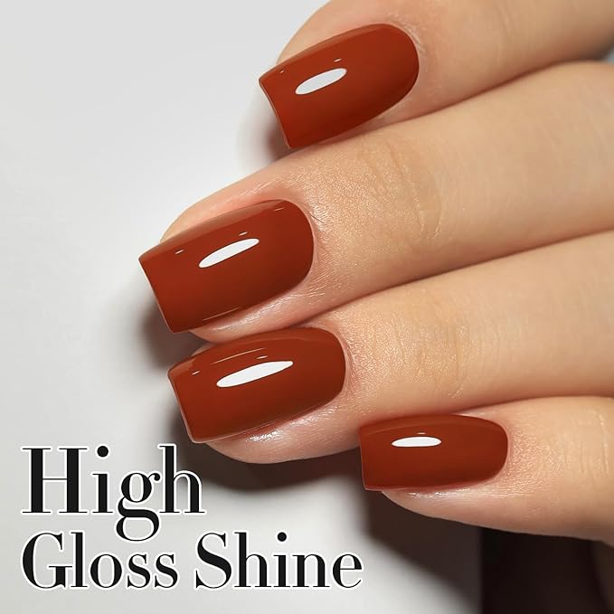 Double Rhythm Translucent Gel Polish Sheer Neutral Natural Light Milky Same Color Same Bottle 15ML Jelly UV Polish Nail Art DIY at Home (Brick Red-A1488)-Velvo Beauty