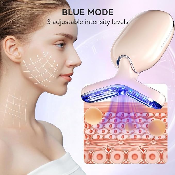 Neck Face Massager, Multifunctional Facial Massager, Face Sculpting Tool for Skin Care with Vibration, Thermal (Pink Silver)-Velvo Beauty