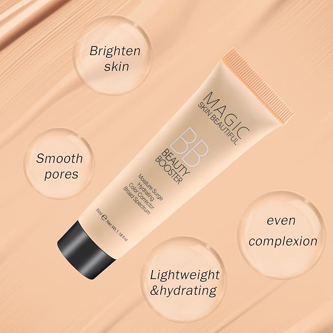 Boobeen Hydrating BB Cream, Full-Coverage Foundation & Concealer, Color Correcting Tinted Moisturizer for All Skin Types - Evens Skin Tone-Velvo Beauty