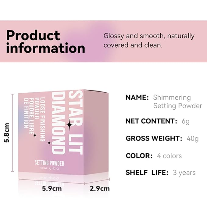 Loose Face Powder Setting Powder, Shimmer Glitter Loose Powder, Matte Finishing Powder Shine, Waterproof, Oil Control, Lightweight Face Powder Makeup for All Skin Tones (Dark Complexion Shimmer)-Velvo Beauty