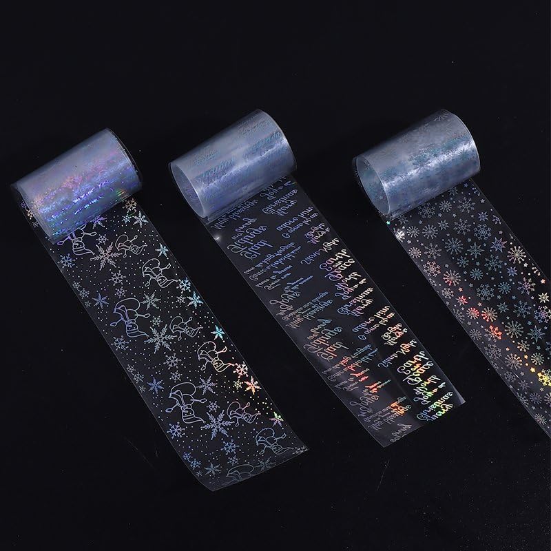 Christmas Nail Foil Transfer Stickers 10 Rolls Silver Snowflakes Skull Nails Stickers White Bunch Nail Foils 1 Box Colorful Starry Sky Paper Nail Decals Christmas Nails Art Sticker Nails Art Decals-Velvo Beauty