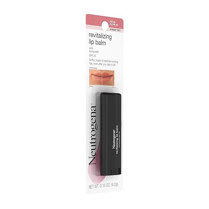 Neutrogena Revitalizing and Moisturizing Tinted Lip Balm with Sun Protective Broad Spectrum SPF 20 Sunscreen, Lip Soothing Balm with a Sheer Tint in Color Petal Glow 40, .15 oz-Velvo Beauty