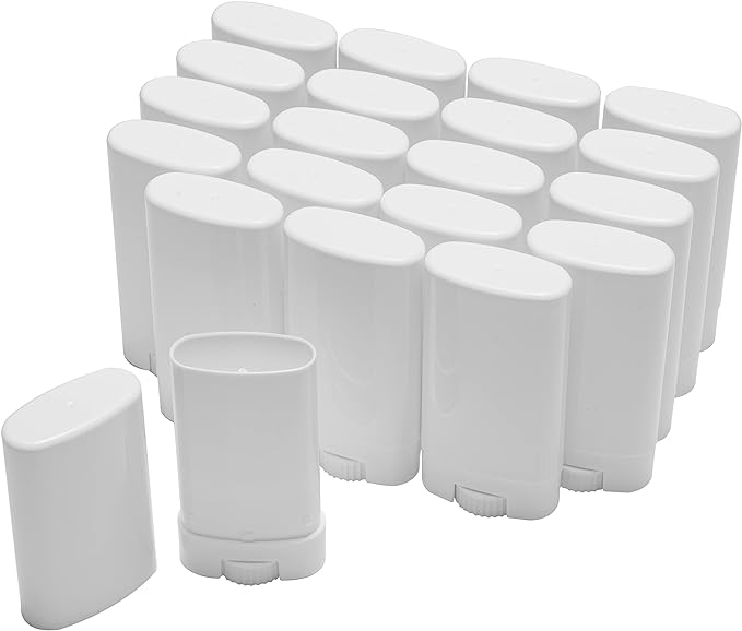 Empty Oval Deodorant Lip Lipstick Balm Tubes Containers Plastic (20-Pack) (15ml, white)-Velvo Beauty