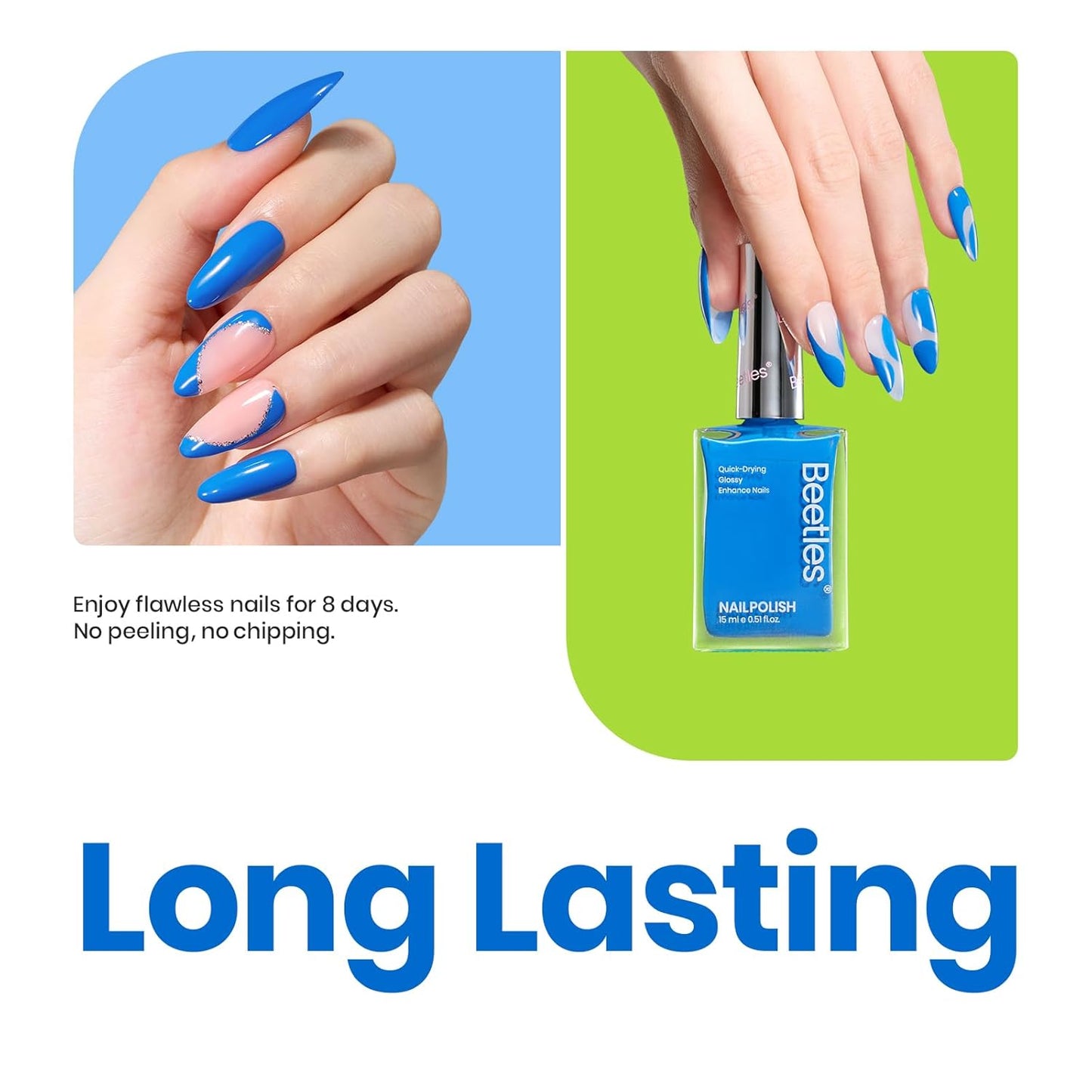 Beetles Blue Nail Polish 1Pcs 15ml Paulina Lapis Blue Color Fingernail Polish-Fast Drying & Long Lasting Nail Polish for 4th of July Nail Salon-Quality Results-Velvo Beauty