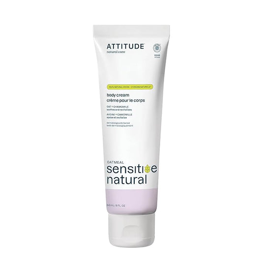 ATTITUDE Body Cream for Sensitive Skin with Oat, EWG Verified, Dermatologically Tested, Vegan, Chamomile, 8 Fl Oz-Velvo Beauty