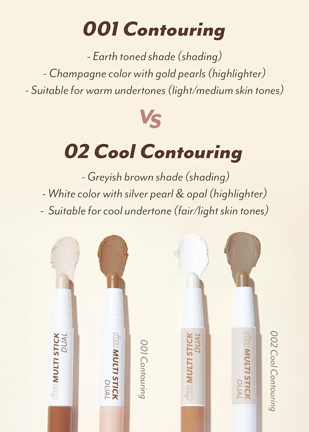 I'M MEME I'm Multi Stick Dual | Two Shade Shading and Highlighting Matte Finish | Suitable for Beginners Portable Size | 002 Cool Contouring-Velvo Beauty