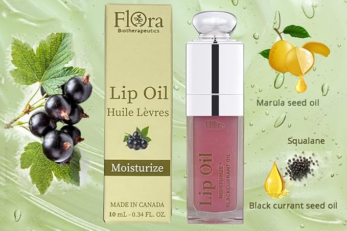 FLORA BLACK CURRANT LIP OIL | ORGANIC, PLANT-BASED | MOISTURIZE | 10 ML | MADE IN CANADA-Velvo Beauty