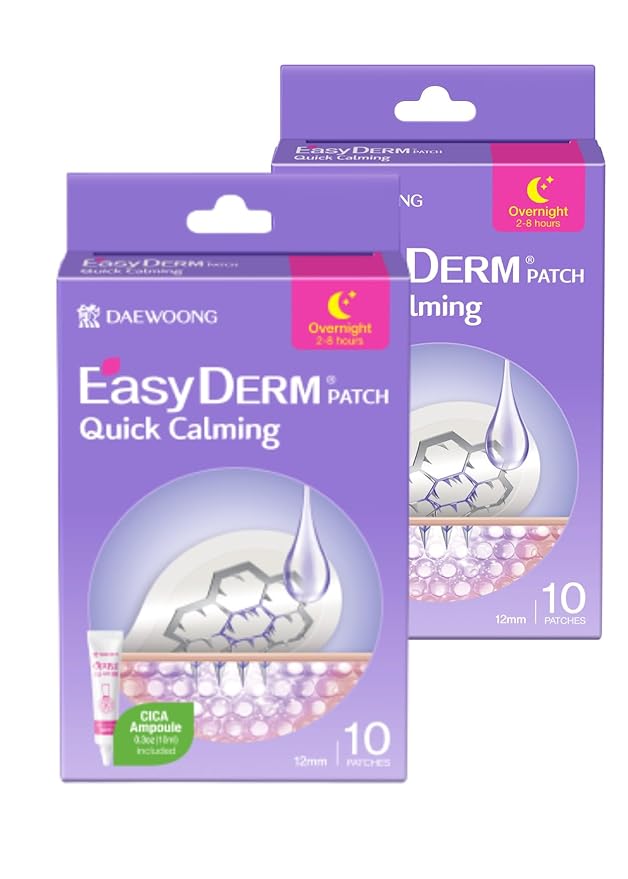 Quick Calming Magnesium Patches(20 patches) with Cica Ampoule - Intensive Care, Pimple patches, Hydrocolloid Band, Zits Spot care Overnight Home Care 2-8 hours, New boxs types-Velvo Beauty