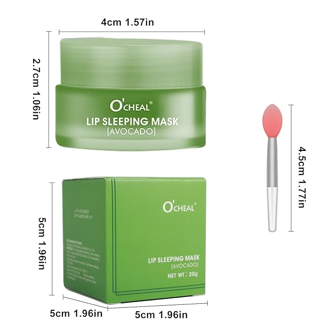 Lip Sleeping Mask Overnight Moisturizer Balm, Berry Lip Mask, Day and Night Repair Lip Balm for Improves Dryness Cracked, Moisturize Nourish Lip Scrubs Exfoliate Reduce Lip Lines (Avocado)-Velvo Beauty