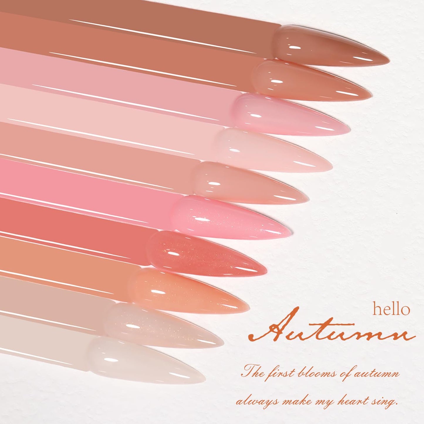 Jelly Nude Gel Nail Polish Set 10Pcs Neutral Skin Color Rose Maple Red Shimmer Gel Polish Kit Semi-Transparent Nail Polish Fall Nail Gel UV LED Soak Off Home DIY 7ml-Velvo Beauty