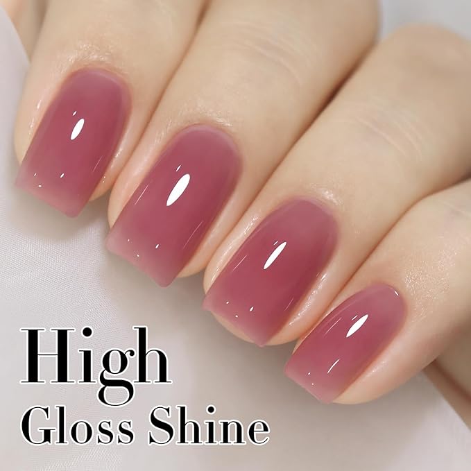 Double Rhythm 0.50 OZ Translucent Gel Polish Same Color Same Bottle Sheer Pastel Neutral Natural Milky 15 ML Jelly UV Nail Art DIY at Home (Light Plum-A1530)-Velvo Beauty