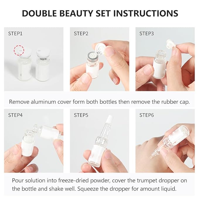 Cheerful Skin Double Beauty Set, Anti Oxidation & Aging Freeze-Dried Powder for 7 days Firming Lightening Fine Lines, Includes 7 Pairs of Powder 100mg+Solution 5ml Set, 2 Droppers-Velvo Beauty