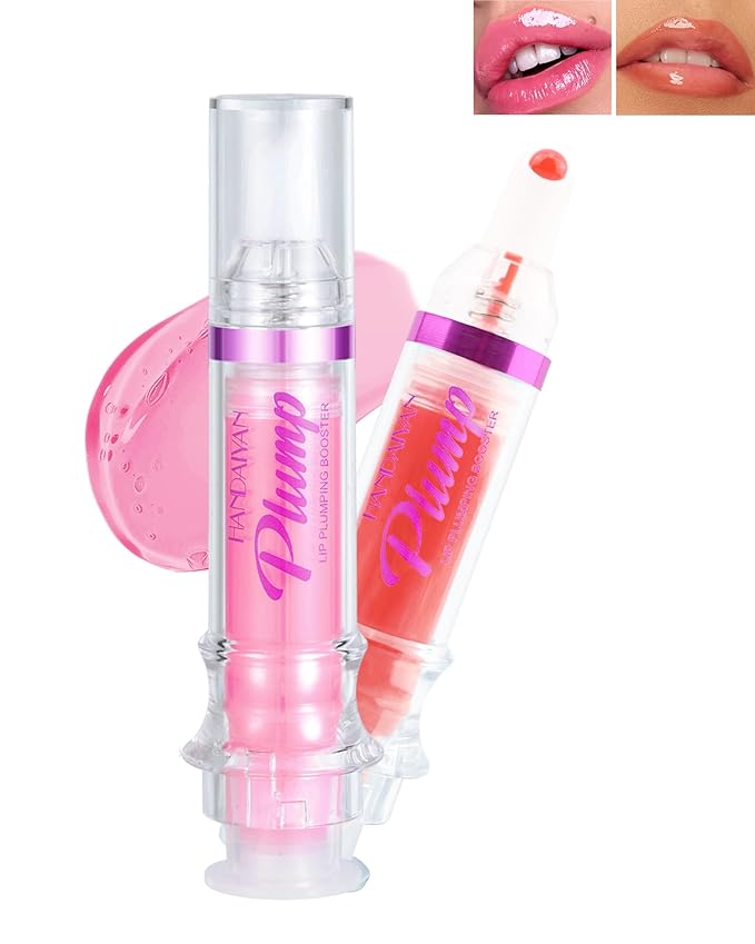 Lip Plumping Booster-2Colors Spicy Lip Plumper Oil Lip Gloss, Plump and Pout Lip Plumper Hydrating & Volumizes Lip GLaze, Enhancing Plump Effect for Fuller Lips, Lip Glossy Makeup Gift for Women-05+06-Velvo Beauty