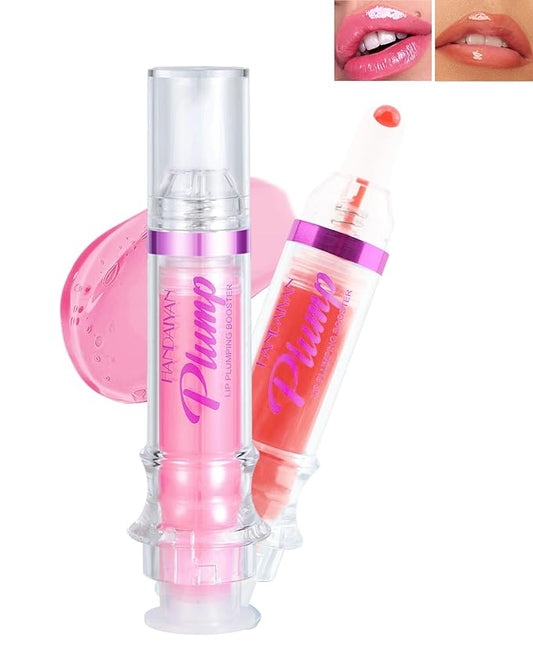 Lip Plumping Booster-2Colors Spicy Lip Plumper Oil Lip Gloss, Plump and Pout Lip Plumper Hydrating & Volumizes Lip GLaze, Enhancing Plump Effect for Fuller Lips, Lip Glossy Makeup Gift for Women-05+06-Velvo Beauty