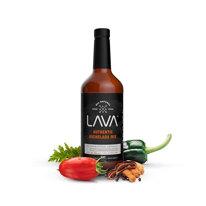 (3 Pack) LAVA All Natural Authentic Michelada Mix Craft Cocktail Mixer, Made with Real Tomatoes, Ancho Chile Peppers, Tamarind, No Junk Ingredients, Vegan, 1-Liter (33.8oz) Glass Bottle, Ready to Use-Velvo Beauty