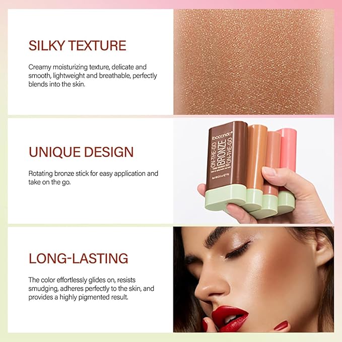 Multi-Use Makeup Blush Stick, Tinted Solid Moisturizer On-the-Go Blush, Multi-use Cream Blush Stick for Cheek & Eyes & Lips, Waterproof Natural Nude Makeup for All Skin (4# Beach Glow)-Velvo Beauty