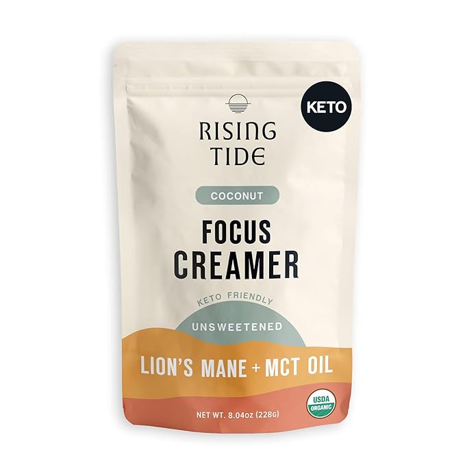 Rising Tide Organic Mushroom Superfood Creamer - Coconut Milk Powder, Lions Mane Mushrooms, & MCT Oil - Dairy Free, Unsweetened, Keto Friendly & Plant-Based - Only 4 Ingredients - Add to Coffee, Matcha or Smoothies-Velvo Beauty