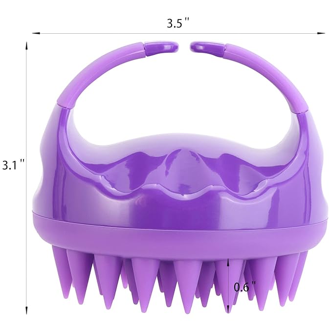 BTYMS Silicone Scalp Scrubber Hair Shampoo Brush, Head Scrubber Hair Wash Brush Cleansing Dandruff Brush - Purple-Velvo Beauty