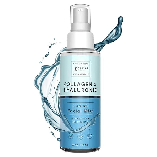 Hyaluronic Acid & Collagen Face Mist - Dermatologist Tested, Moisturizes & Tones Skin, Anti-Aging, Natural Ingredients, Cruelty-Free, 95% Natural - All Skin Types - 4 OZ-Velvo Beauty