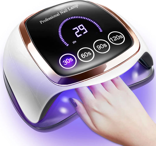 UV LED Nail Lamp, Gugusure 168W Nail Curing Lamps for Home & Salon, Led Nail Dryer for Gel Polish with Automatic Sensor/4 Timer Setting, Professional Nail Art Tools for Fingernail and Toenail Nail-Velvo Beauty