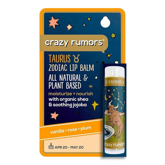 Crazy Rumors Taurus Zodiac All Natural, Plant Based Lip Balm to Moisturize and Nourish your Lips - Earth Blend (Sweet Vanilla, Fragrant Rose and Plum)-Velvo Beauty