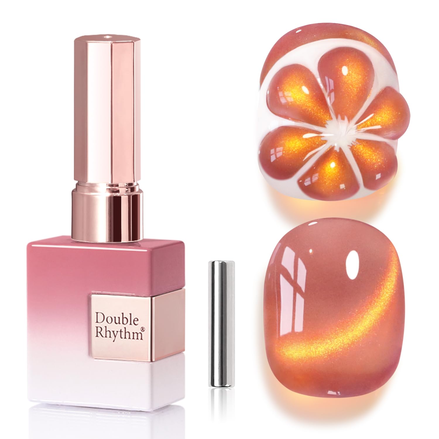 Double Rhythm Jelly Glass Cat Eye Gel Polish with Magnet 15ML Holographic Glitter Shimmer Translucent Sheer Color Magnetic Polish Salon DIY at Home (Grape Gold-MC1247)-Velvo Beauty