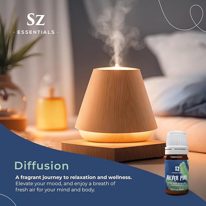 Silver Pine Essential Oil - 100% Pure & Undiluted- Extracted from Pinus Sylvestris - Clean & Fresh Scent with Woody Overtones - Therapeutic Grade & Vegan - 0.17oz (5ml)-Velvo Beauty