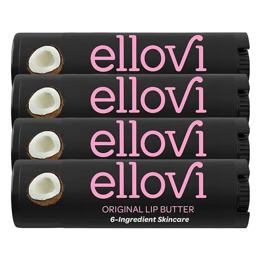 Natural Lip Butter Lip Balm - Original - Pure Enough to Eat - Made With Just 6 Vegan Ingredients - 100% Natural & Organic Moisturizing Lip Care for All Day Hydration (4-Pack)-Velvo Beauty