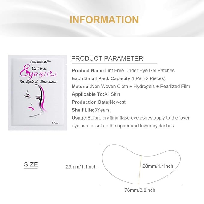 Under Eye Gel Pads Eyelash Extension Pads Lint Free DIY False Eyelash Lash Extension Makeup Eye Gel Patches Pack (50)-Velvo Beauty