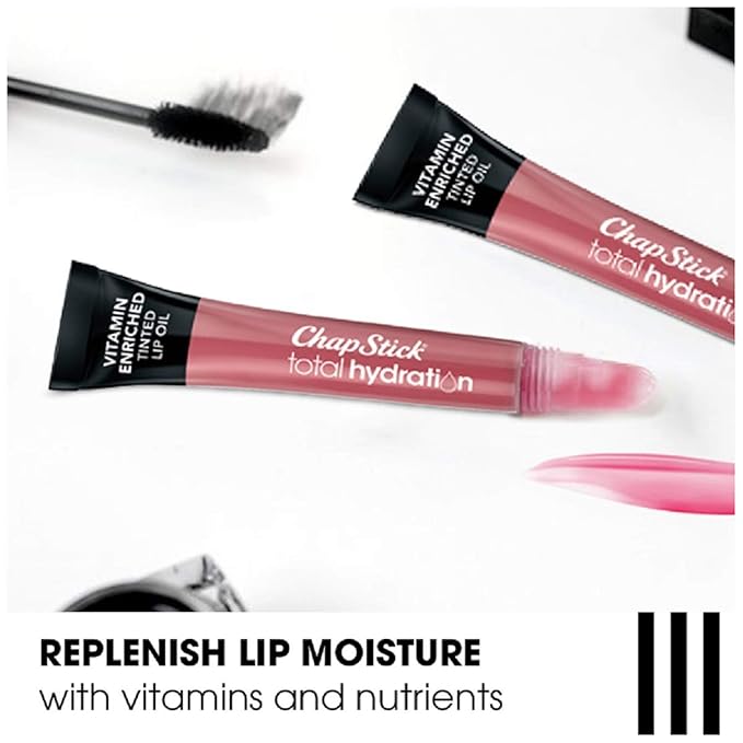 ChapStick Total Hydration Vitamin Enriched Subtle Pink Tinted Lip Oil Tube, Lip Care - 0.24 Oz-Velvo Beauty