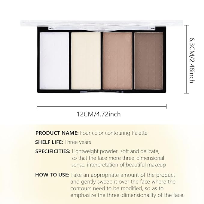 4-Color Contour Makeup Palette, Blush Highlighter Bronzer Powder Kit, Face Cosmetics Gift Set (02#, 1 Count (Pack of 1))-Velvo Beauty