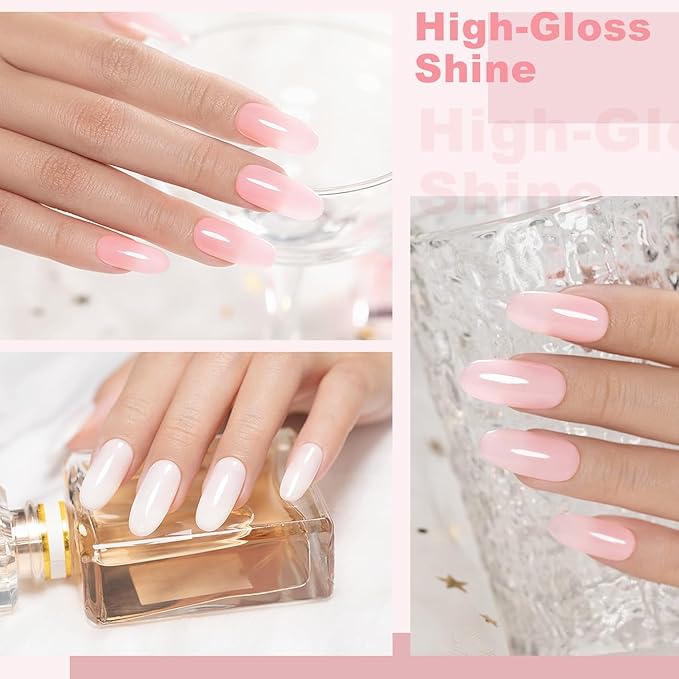 RARJSM Nude Rubber Base Gel Nail Polish Set Clear Sheer Milky White Opaque Pink Builder Base Gel in a Bottle Hard Extension Gel Skin Tone 6 Netural Colors Cured for Nails at Home Salon DIY Beginner-Velvo Beauty
