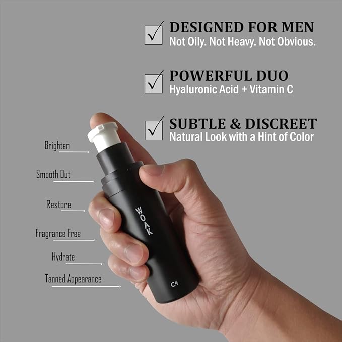 WOAK C4 – Men's Tinted Moisturizer BB CC Cream Foundation – Color Correcting Camo Complex – Hybrid Skin Care (Tan)-Velvo Beauty