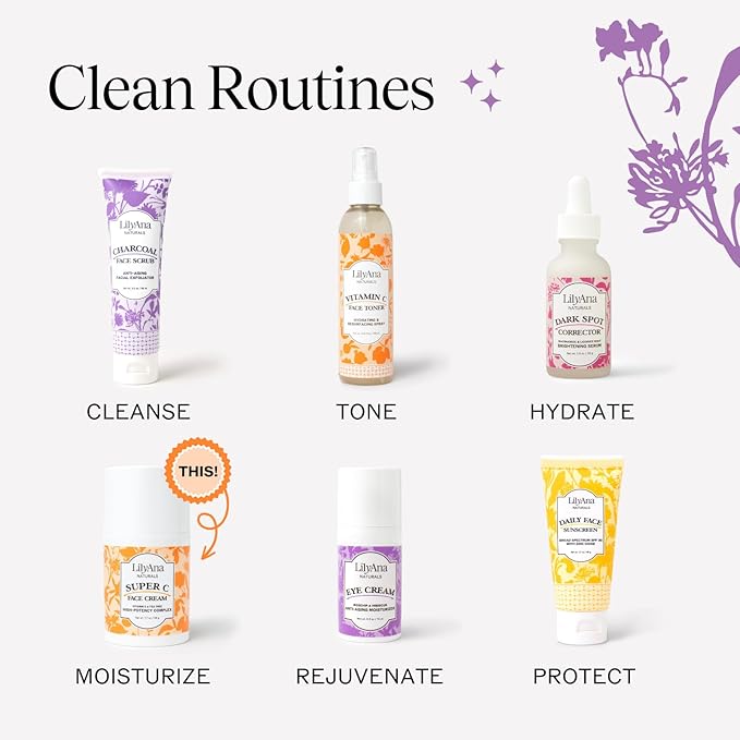 LilyAna Naturals Face and Neck Moisturizer for Women and Men - Moisturizer Face and Neck Cream for Dry Skin and Dark Spot Brightening (Super C, 1.7oz)-Velvo Beauty