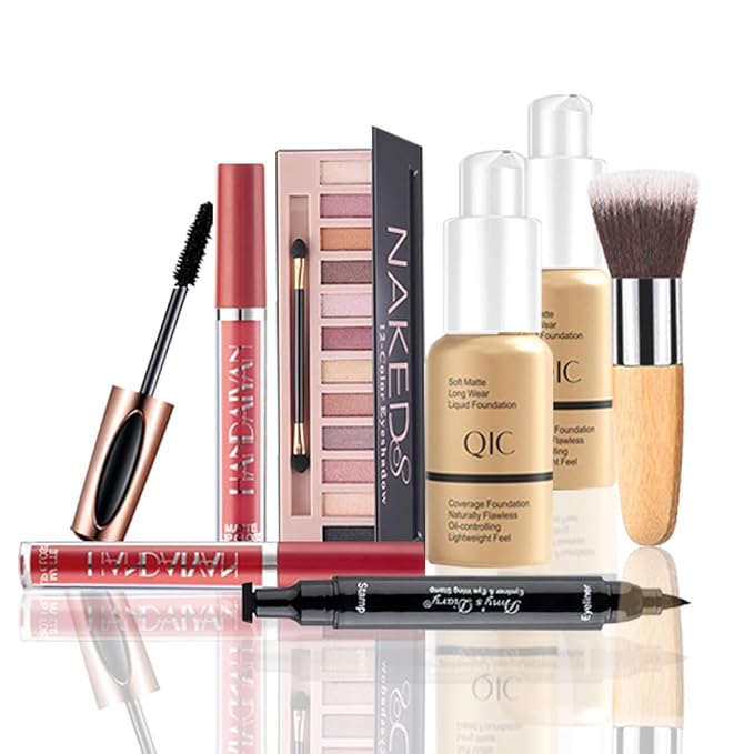 All in One Makeup Kit for Women Full Kit, Includes 12 Colors Naked Eyeshadow Palette, Foundation X 2, Eyeliner & Mascara, 2Pcs Lipstick and Makeup Brush, Gift Set for Women, Girls & Teens Makeup Set-Velvo Beauty